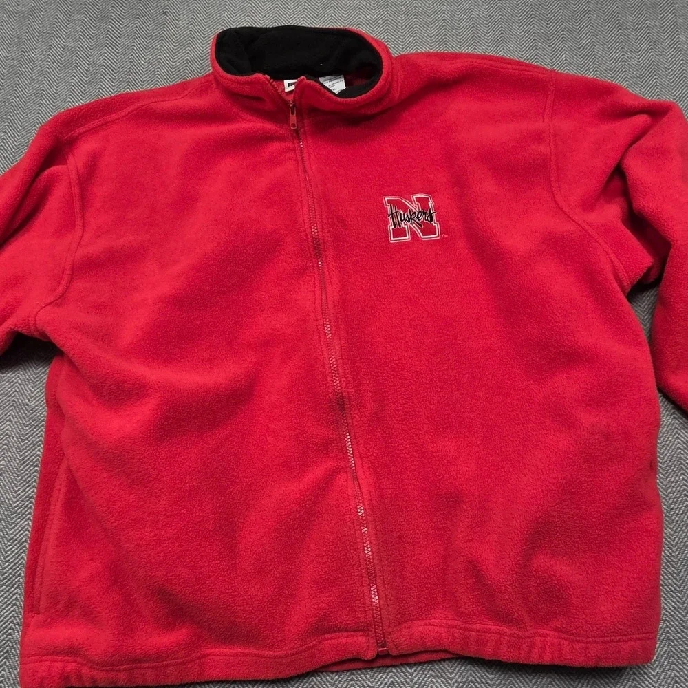 Iron Knights Athletics Nebraska Huskers Fleece Jacket Red Full Zip Mens 2XL NCAA